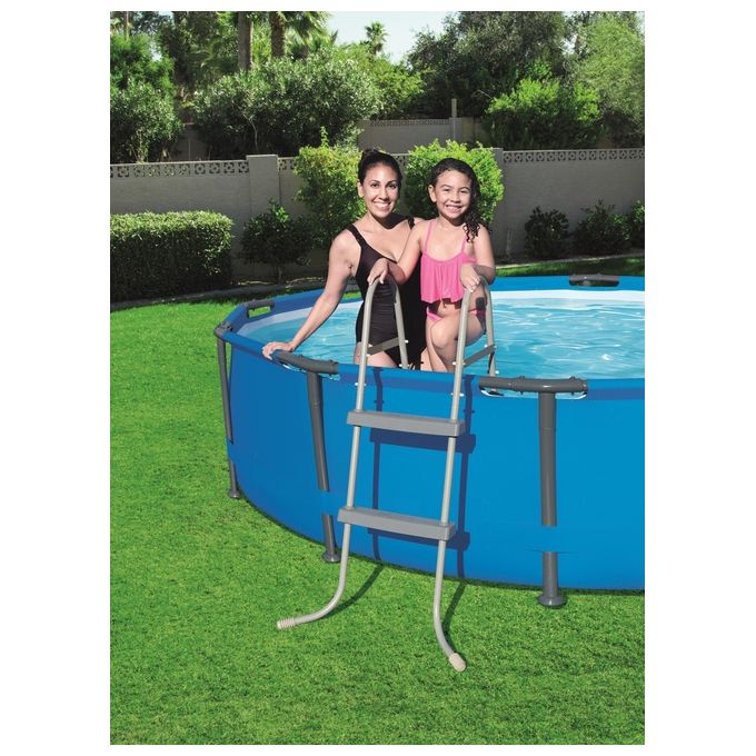 Bestway 58430 Flowclear Scaletta di Sicurezza per Piscina 84 cm 2x2 Gradini Metallo Antiruggine colore Grigio