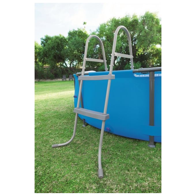 Bestway 58430 Flowclear Scaletta di Sicurezza per Piscina 84 cm 2x2 Gradini Metallo Antiruggine colore Grigio