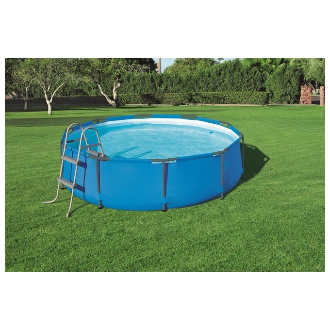 Bestway 58430 Flowclear Scaletta di Sicurezza per Piscina 84 cm 2x2 Gradini Metallo Antiruggine colore Grigio