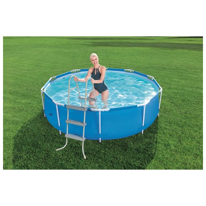 Bestway 58430 Flowclear Scaletta di Sicurezza per Piscina 84 cm 2x2 Gradini Metallo Antiruggine colore Grigio