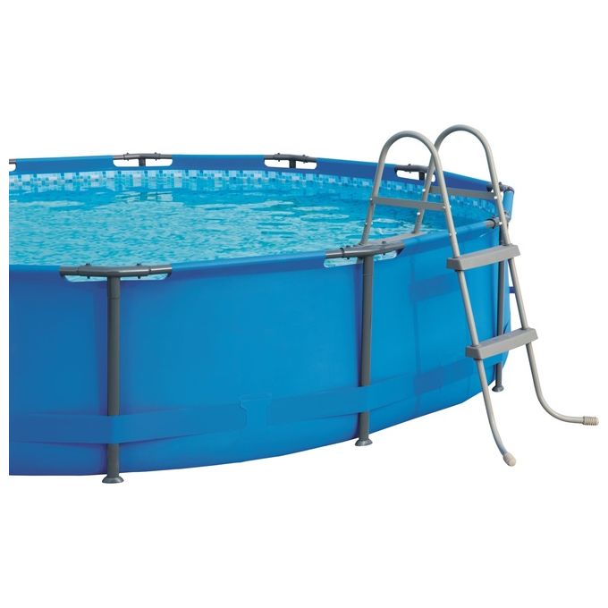 Bestway 58430 Flowclear Scaletta di Sicurezza per Piscina 84 cm 2x2 Gradini Metallo Antiruggine colore Grigio