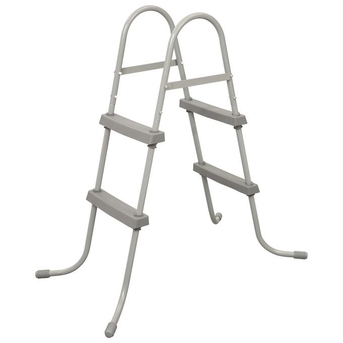 Bestway 58430 Flowclear Scaletta di Sicurezza per Piscina 84 cm 2x2 Gradini Metallo Antiruggine colore Grigio