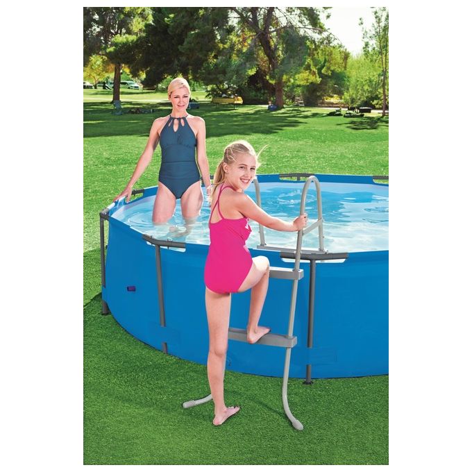 Bestway 58430 Flowclear Scaletta di Sicurezza per Piscina 84 cm 2x2 Gradini Metallo Antiruggine colore Grigio
