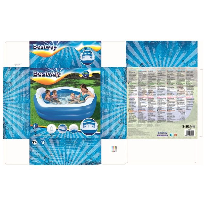 Bestway 54153 Piscina Gonfiabile Fuori Terra Family Pentagono 2 Anelli 575 L 213x206x69 cm colore Multicolore