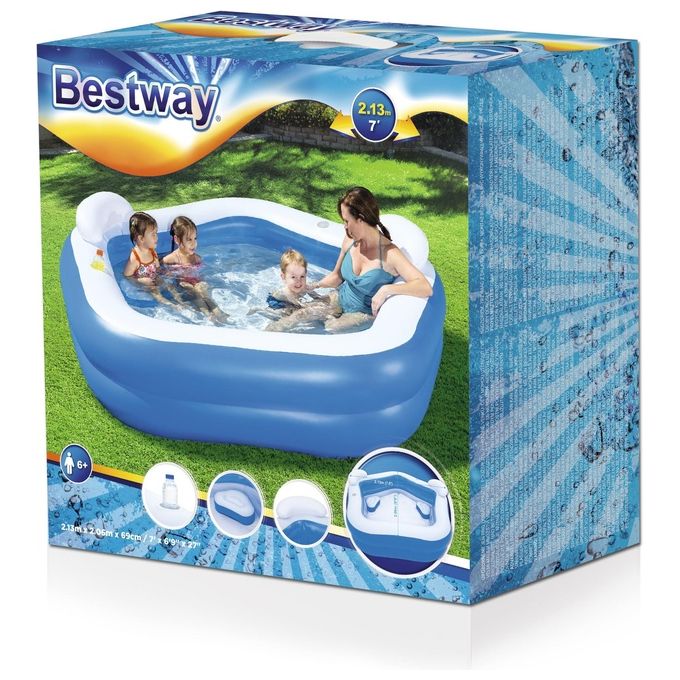 Bestway 54153 Piscina Gonfiabile Fuori Terra Family Pentagono 2 Anelli 575 L 213x206x69 cm colore Multicolore