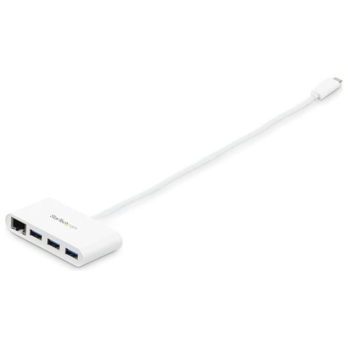 Startech Hub USB 3.0 a 3 porte con Gigabit Ethernet - USB-C a 3x USB-A - Bianco