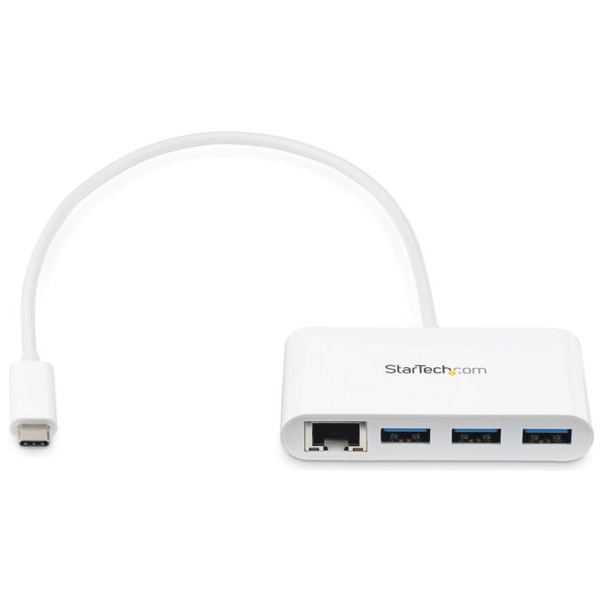 Startech Hub USB 3.0 a 3 porte con Gigabit Ethernet - USB-C a 3x USB-A - Bianco