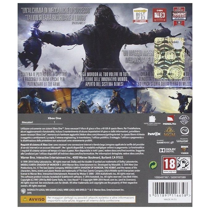 La Terra Di Mezzo - Lombra Di Mordor Xbox One