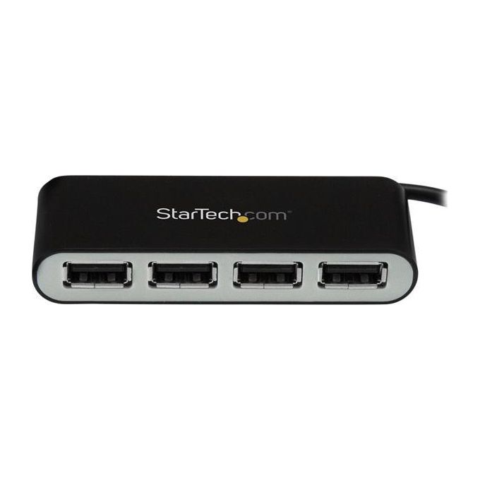 Startech Hub USB 2.0 portatile a 4 porte con cavo integrato - Perno e Concentratore USB compatto - Mini Hub USB2.0