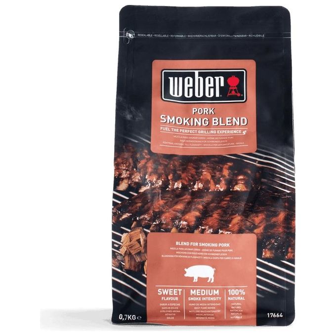 Weber 17664 Chips per Affumicatura Carne di Maiale Miscela Legno Duro e Alberi da Frutto 700 Kg colore Nero