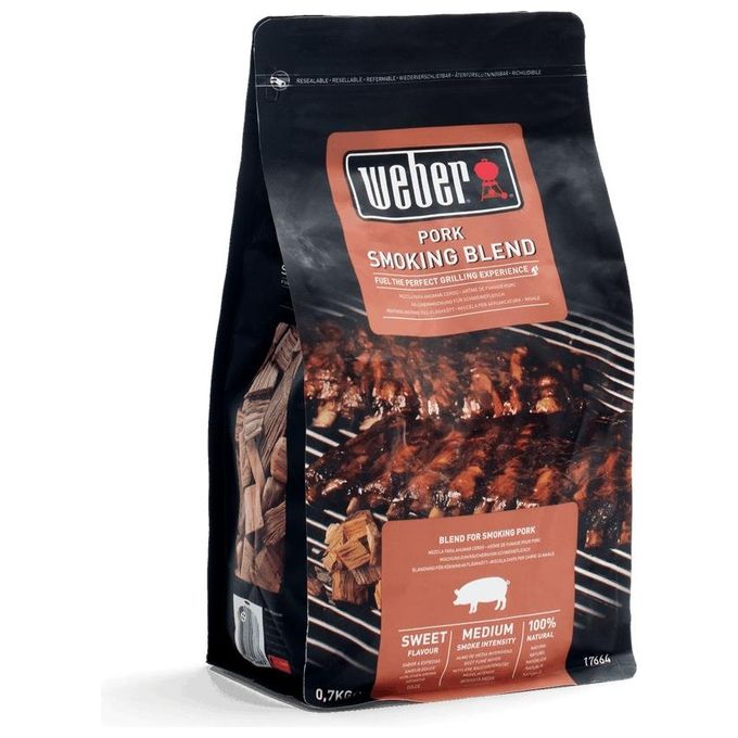 Weber 17664 Chips per Affumicatura Carne di Maiale Miscela Legno Duro e Alberi da Frutto 700 Kg colore Nero