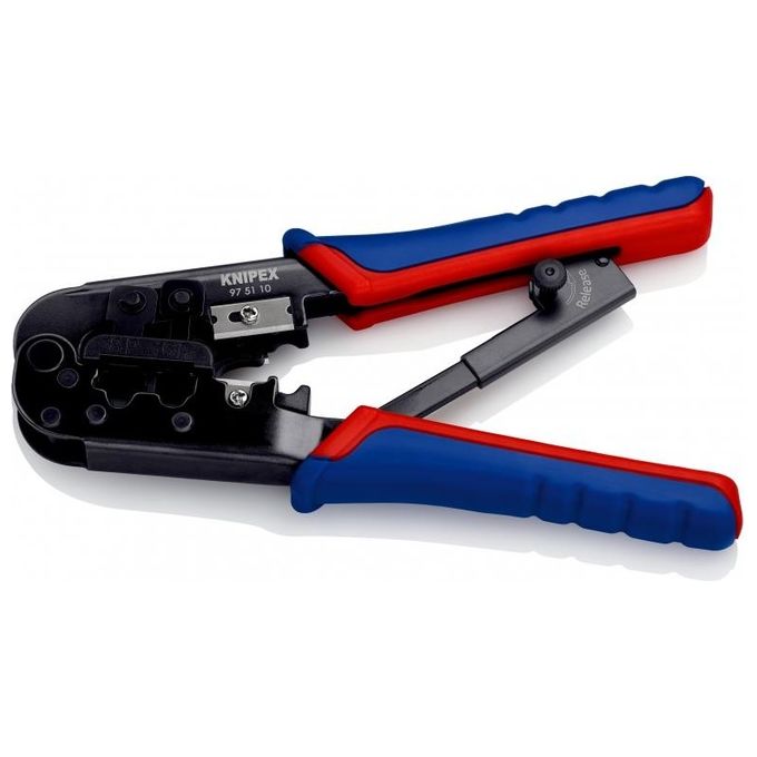 Knipex 97 51 10 Crimpatrice Pinza Connettori Modulari Western RJ-11 RJ-12 RJ-45 190 mm colore Nero Blu Rosso