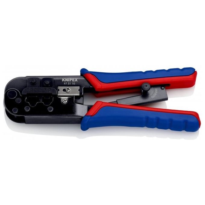 Knipex 97 51 10 Crimpatrice Pinza Connettori Modulari Western RJ-11 RJ-12 RJ-45 190 mm colore Nero Blu Rosso