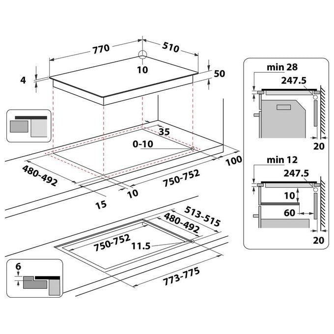 Whirlpool WB B4877 NE Piano cottura Induzione 77 cm 4 Zone ConnexionZone Booster Touch Control 6° Senso colore Nero