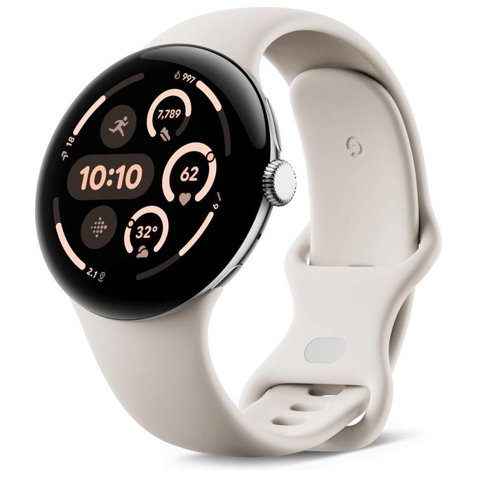 Google GGE4J Pixel Watch 3 Smartwatch 45 mm Wi-Fi GPS 5 ATM Corning Gorilla Glass 5 colore Argento lucido