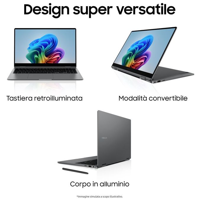 Samsung NP750QHA-KA1IT Galaxy Book5 360 Notebook 2 in 1 15.6'' Intel Core Ultra 5 226V 16 GB RAM 512 GB SSD Windows 11 Home colore Grigio