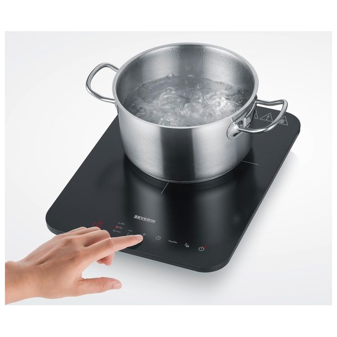 Severin KP 1032 Piano cottura a induzione portatile 28 cm 1 zona 2000 W controllo Touch timer digitale colore Nero Grigio