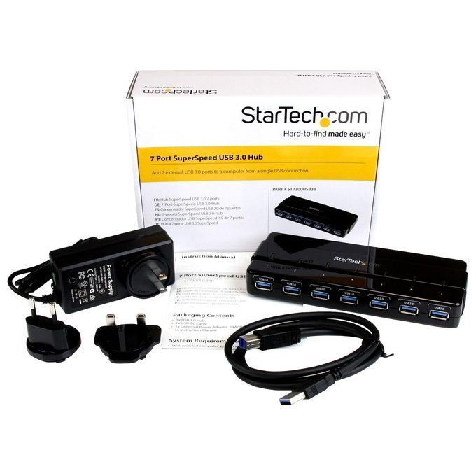 StarTech HUB USB SuperSpeed 3.0 a 7 porte alimentato - Perno e concentratore USB 3.0 ultra veloce - Nero
