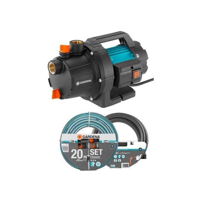 GARDENA 9011-47 Set Basic per Pompa da Giardino 3000-4 600 W 3,5 bar 3000 l-h 35 m colore Nero Verde