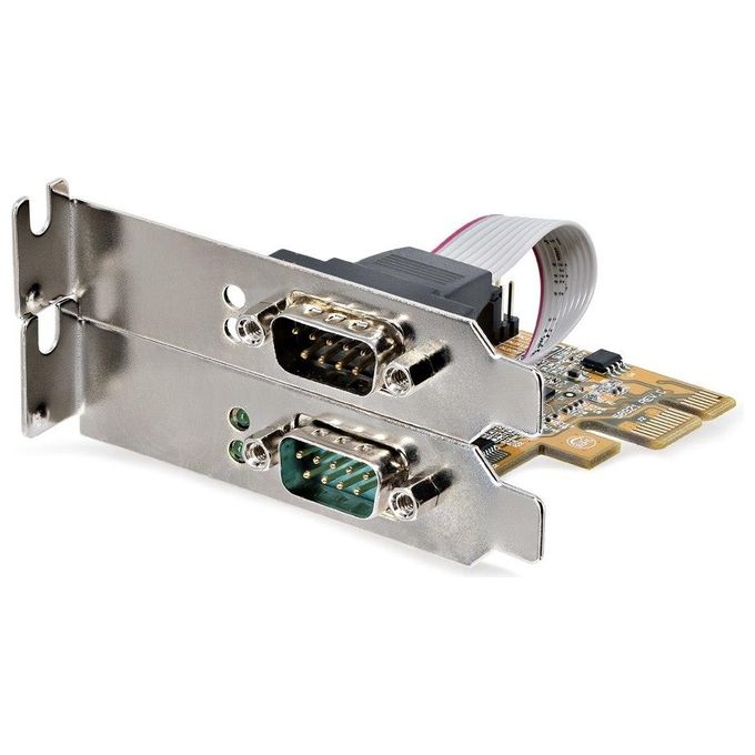 StarTech 21050-PC-SERIAL-LP Scheda seriale PCI Express a 2 porte RS232 DB9 con UART 16C1050 FIFO 256 byte Baud Rate 921,6 Kbps PCIe 2.0 x1 compatibile Windows e Linux colore Giallo