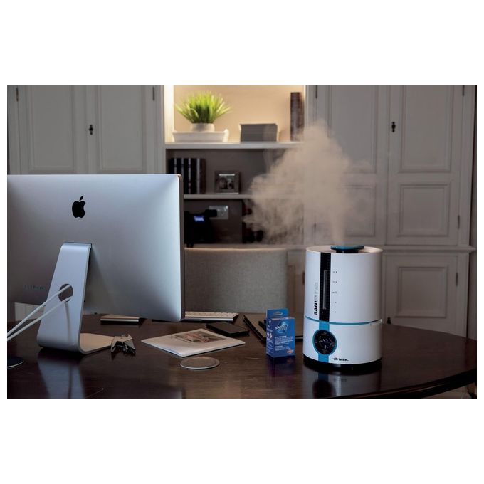 Ariete 2836 Sani-Jet Air Umidificatore a ultrasuoni capacita' 5 L per ambienti fino a 90 m² autonomia 15 ore funzione igienizzante ionizzatore display LED touch Bianco-Azzurro