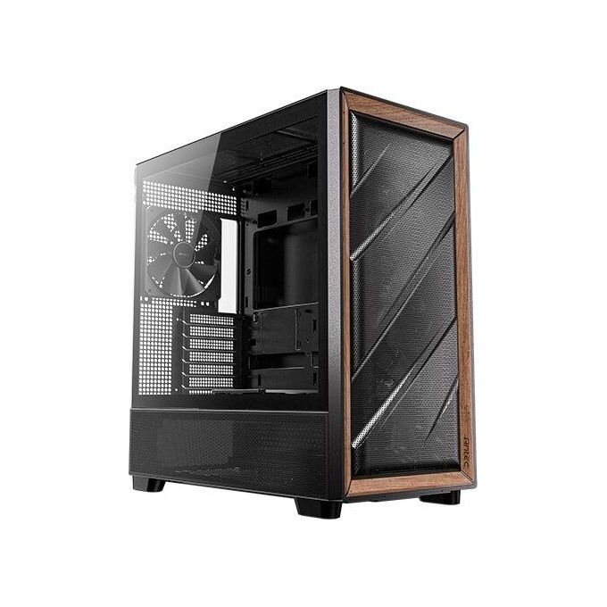 Antec FLUX Case PC Midi Tower Supporto E-ATX Pannello Laterale in Vetro Temperato e Inserti in Legno colore Nero