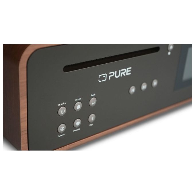 Pure 252808 Classic Stereo Microsistema Hi-Fi 50 W CD DAB+ FM Bluetooth 5.2 Wi-Fi Spotify colore Nero Noce