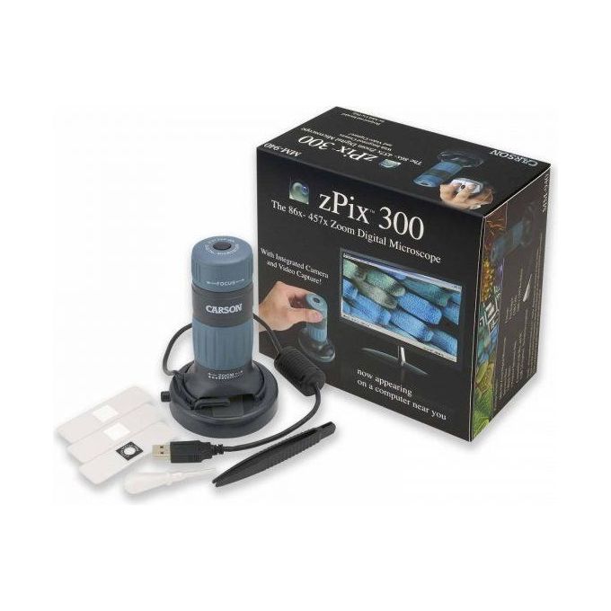 Carson MM-940 zPix 300 Microscopio digitale 86x 457x USB 3.0 colore Blu