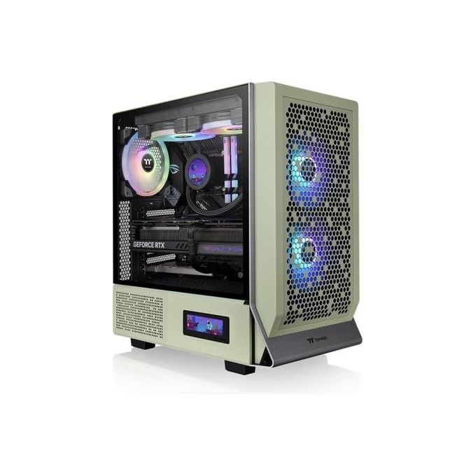 Thermaltake CA-1Y2-00MEWN-00 Ceres 300 TG ARGB Case PC Midi Tower ATX Vetro Temperato 2x 140 mm USB-C colore Verde