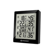 Bresser Temeo Hygro Quadro Termometro e Igrometro per 4 Punti di Misura Nero 10,4x2,5x12cm