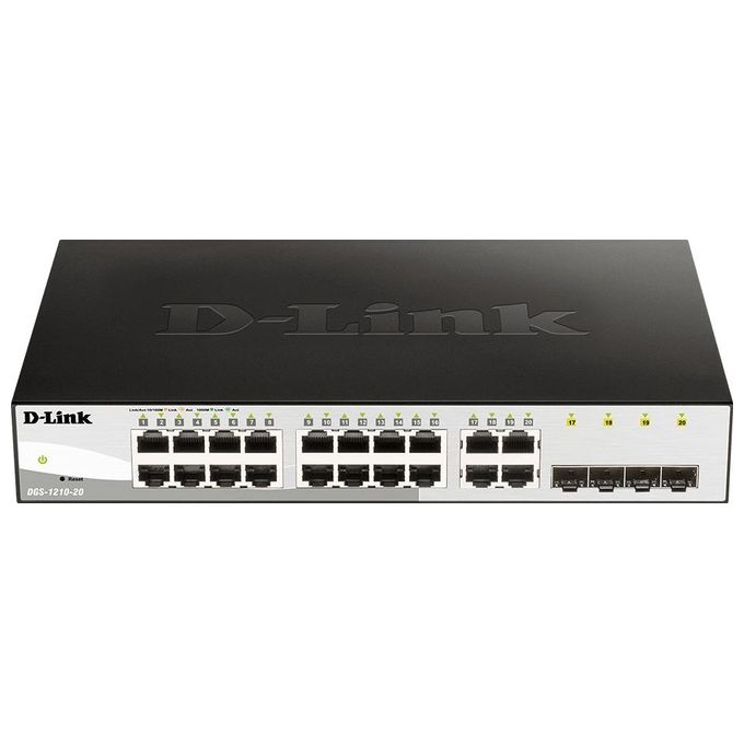 D-Link DGS-1210-20 Smart Switch Gestito L2 16 Porte Gigabit Ethernet 4 Porte Combo SFP Montaggio Rack 1U colore Nero