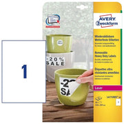 AVERY Etichette Extra Resistenti in Poliestere  Rimovibili  - Stampanti     Laser - 210 x 297mm  20ff