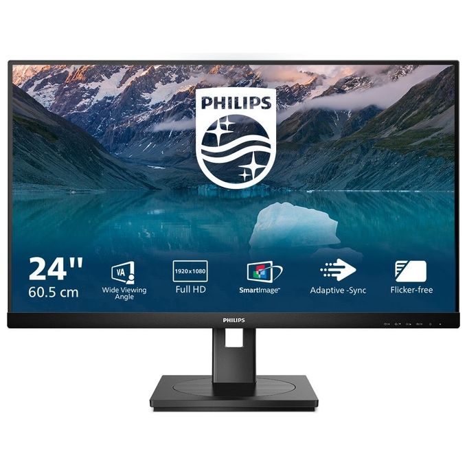 Philips 242S9JML S Line Monitor PC 23.8'' Full HD 1920x1080 VA 75Hz Hub USB 3.2 VGA DVI HDMI DisplayPort colore Nero