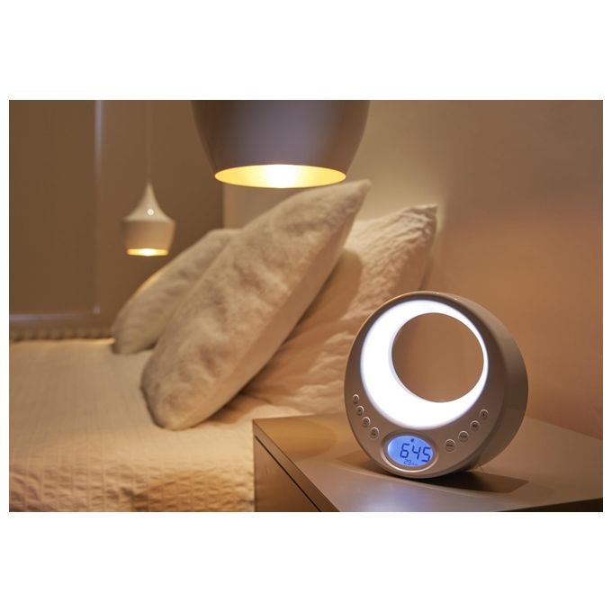 Thomson CL201 Radiosveglia Digitale FM Display LCD Doppio Allarme Suoni della Natura Ingresso AUX colore Bianco