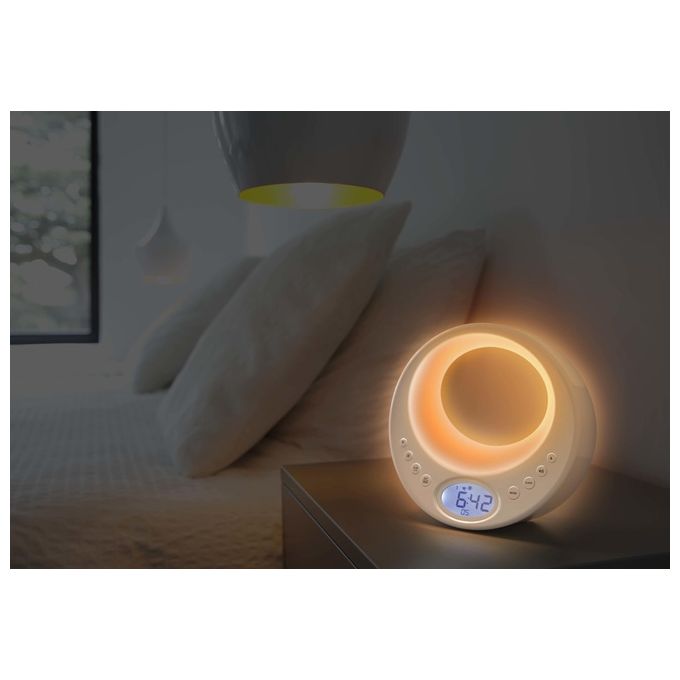 Thomson CL201 Radiosveglia Digitale FM Display LCD Doppio Allarme Suoni della Natura Ingresso AUX colore Bianco