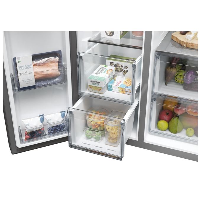 Haier HSW79F18ANMM SBS 90 Serie 7 Frigorifero Side by Side 611 L 177,5 cm Classe A 35 dB No Frost Humidity Zone Wi-Fi colore Platinum Inox