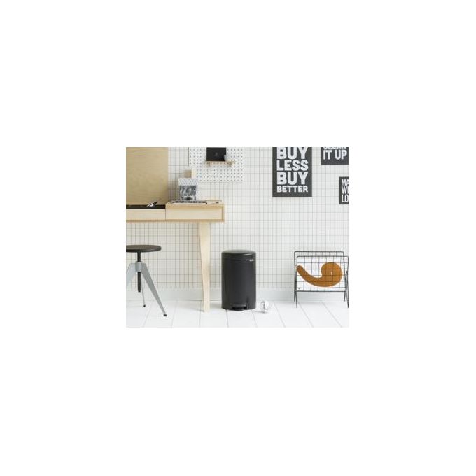 Brabantia Pedal Bin Newicon Pattumiera a Pedale 12 Litri Nero Opaco