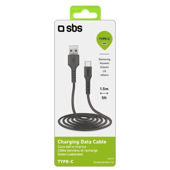 Sbs Cavo Dati Usb 2.0 a Type-C 1,5mt Nero