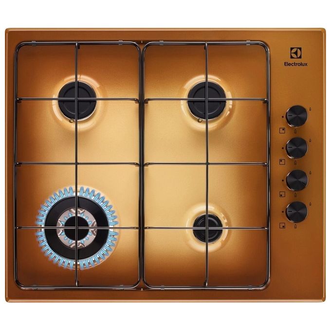 Electrolux EGS6414T Piano Cottura a Gas 4 Fuochi Bruciatore Tripla Corona Comandi Laterali 60 cm Terra di Francia