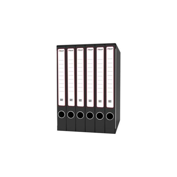 KING MEC GKM6300 Raccoglitore Ad Anelli A4 con 6 Cartelline a Tre Alette Materiale Cartoncino Resistente Dimensioni 23 5x25x35 cm colore Nero