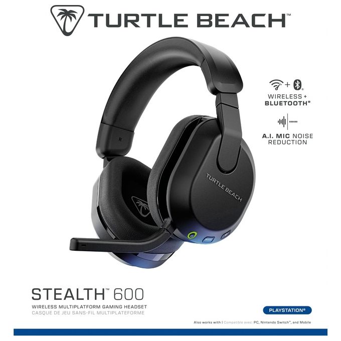 Turtle Beach TBS-3102-05 Stealth 600 Auricolare Gaming Wireless con Driver 50 mm Batteria 80h Bluetooth 5.2 per PS5 PS4 PC colore Nero
