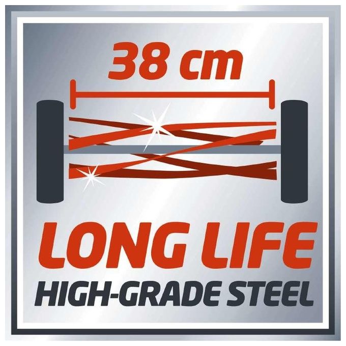Einhell 3414161 GE-HM 38 S-F Tagliaerba a Spinta con 5 Coltelli Regolazione Altezza 4 Livelli 38 cm Capacita' 26 L colore Rosso Nero