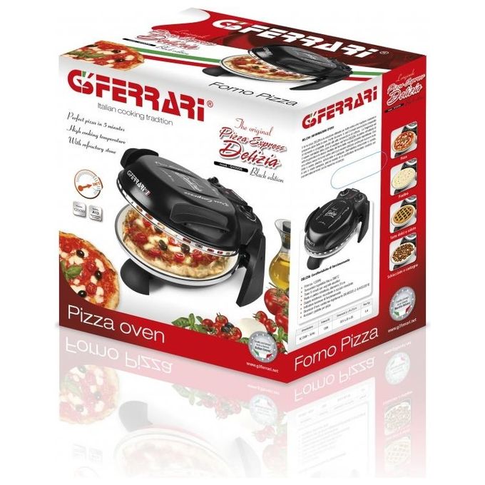 G3 Ferrari G1000610 Delizia Forno Pizza 1200W Pietra refrattaria 31 cm 400°C Timer colore Nero