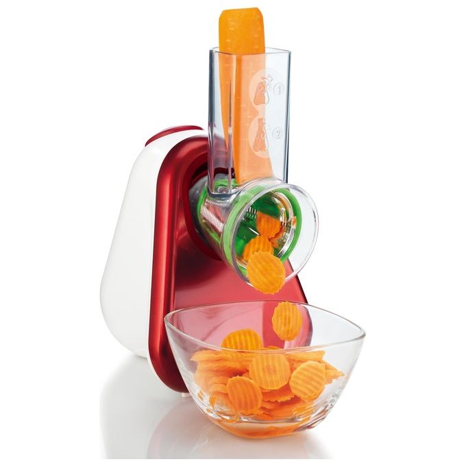 Moulinex DJ753510 Fresh Express Tritatutto Elettrico Multifunzione 200W Bianco-Rosso