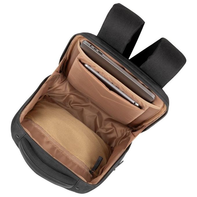 RivaCase 8126 BLACK Zaino Eco per Laptop Compatibile con 14 e Mac Air 15 Pollici in Poliestere Riciclato RPET Impermeabile con Scomparto Imbottito per Dispositivi Protezione Laterale e Inserto Antishock Colore Nero