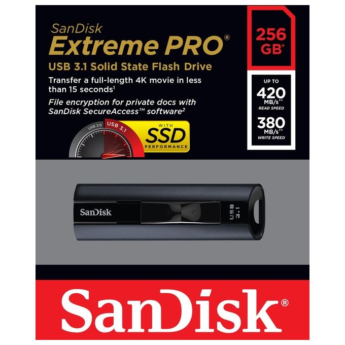 SanDisk Extreme Pro Chiavetta Usb 256Gb Usb 3.1