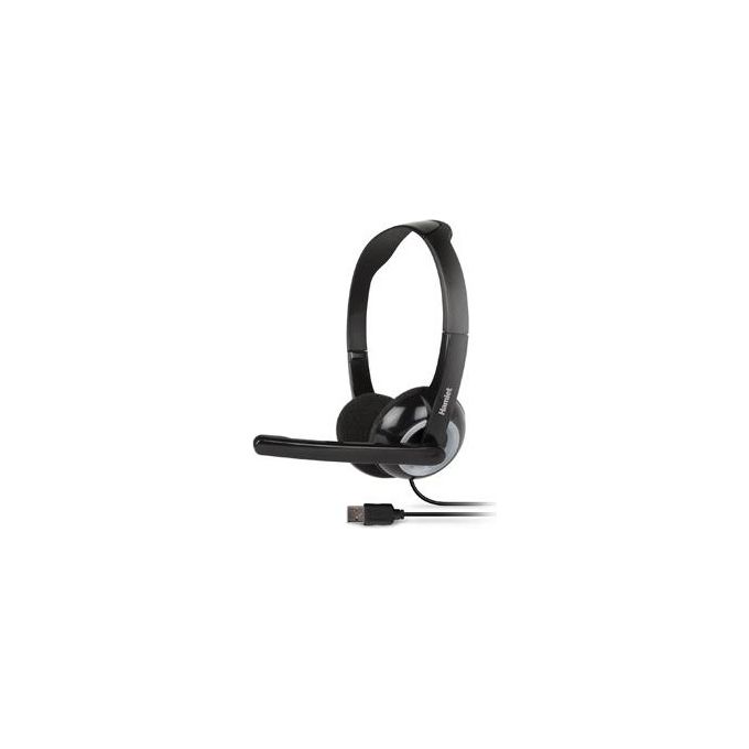 Hamlet Smart Headset Cuffia USB per Computer con Microfono Regolabile Nero
