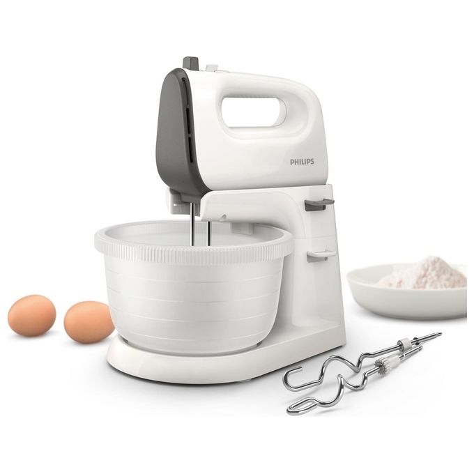 Philips HR3745-00 Viva Collection Sbattitore con base 450 W 5 velocita' Turbo ciotola 3 L fruste coniche colore Bianco