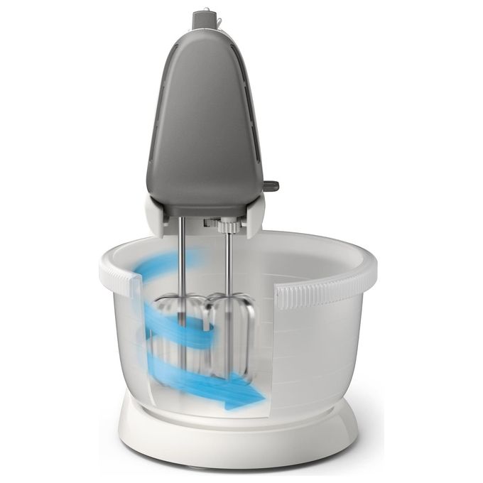 Philips HR3745-00 Viva Collection Sbattitore con base 450 W 5 velocita' Turbo ciotola 3 L fruste coniche colore Bianco