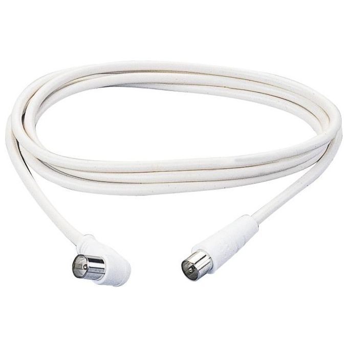Polypool cavo Antenna 1.5mt Bianco m-m, 1 Spina Assiale e 1 Spina a 90°, Passo ø 9,5mm